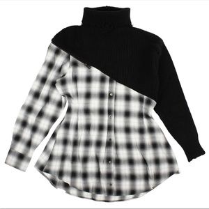 UNRAVEL PROJECT BLK/WHT CONTRAST TARTAN SHIRT DRESS SIZE MED
